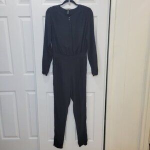 WINTER KATE Black Silk Long Sleeves Beaded Back Jumpsuit S